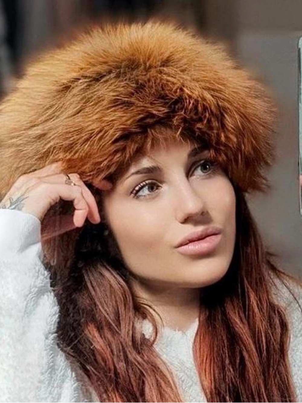 Vintage Revillon boutique, Saks Fifth Avenue,Faux Fur Trapper Hat in Rich Cognac